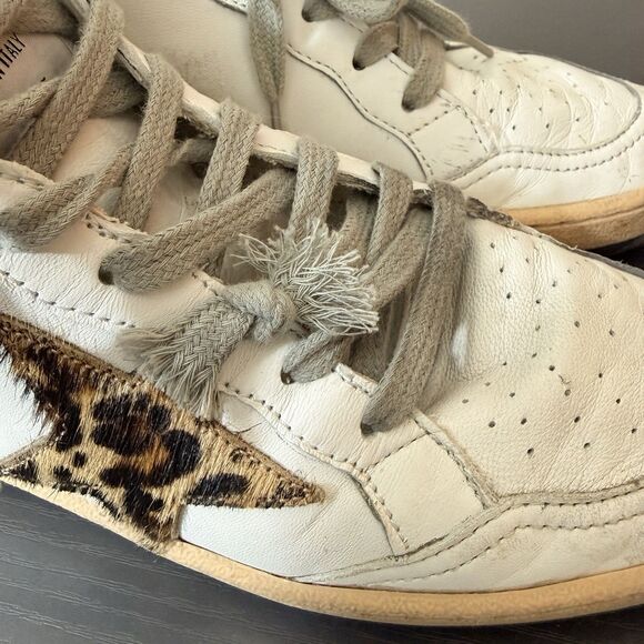 Golden Goose High Top Signature Sneakers Womens Sz 38 Sky Star Pony Hair Leopard - Picture 10 of 16